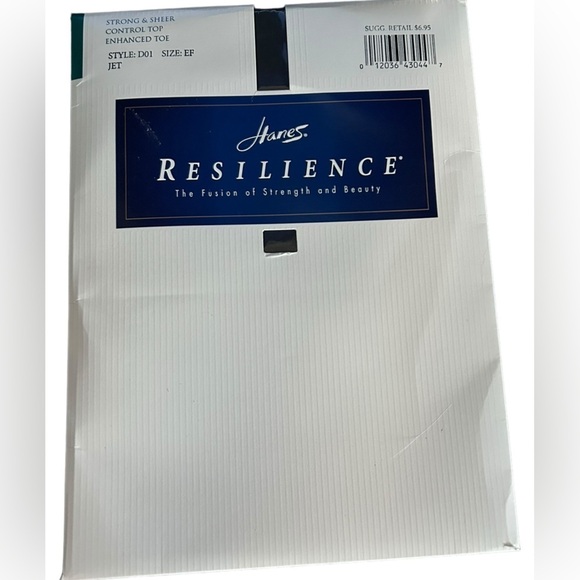 New In Package Vintage Hanes Resilience Control Top Pantyhose Size EF Jet Black - Picture 1 of 3
